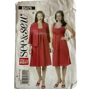 See & Sew B5479 Butterick Sewing Pattern Misses' Jacket & Dress Size 16-22 Uncut